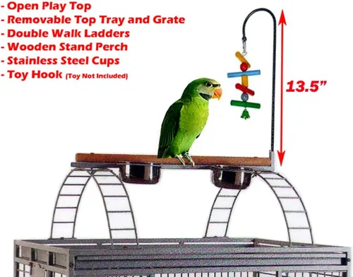 Miniatura 3 de Jaula grande de hierro forjado de 32 pulgadas de ancho x 23 pulgadas de largo x 66 pulgadas de alto para guacamayos de gran tamaño, cacatúas