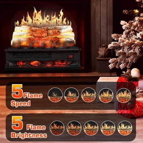 Miniatura 2 de Xbeauty Juego de troncos de chimenea eléctrica con temporizador de 8 horas y efectos de sonido, calentador independiente de 21 pulgadas, control