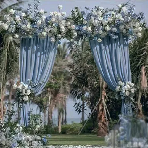Miniatura 4 de Cortinas de fondo de gasa transparente de 10 x 10 pies, cortinas de tela de gasa para bodas, cortina larga transparente para sala de estar, Azul