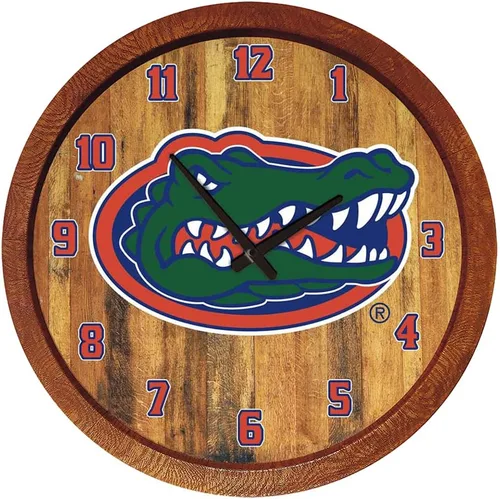 Miniatura 141 de The Fan-Brand NCAA Oklahoma Sooners: Reloj de pared con parte superior de barril de imitación para decoración de bar, decoración de fiesta