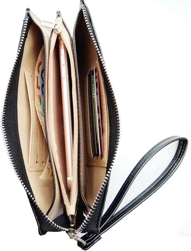 Miniatura 2 de iToolai Cartera de mano de piel sintética de color sólido para mujer, cartera y tarjetas de identificación de crédito