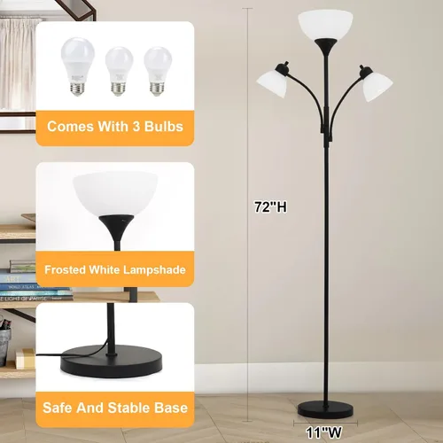 Miniatura 3 de Lámparas 3 en 1 para sala de estar, lámpara de pie con 2 luces de lectura ajustables, lámparas de pie con atenuación continua, 3 bombillas LED