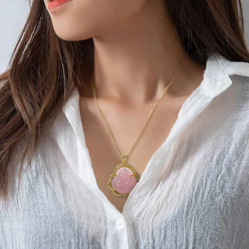 Miniatura 5 de Collar de llamativo de buena suerte, Dije de lujo de circonia cúbica con cadena chapada en oro de 18 quilates, Regalo de joyería refinada de collar