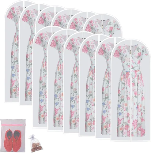 Miniatura 18 de Bolsas de ropa para colgar ropa, bolsa de traje transpirable (juego de 12) fundas con cremallera, bolsas de ropa de PEVA, bolsas protectoras