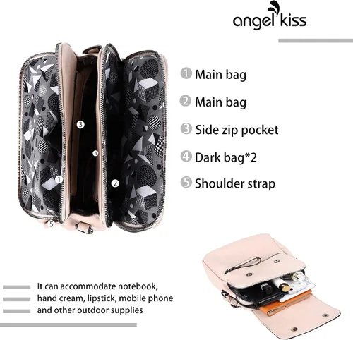Miniatura 2 de Angel Kiss Backpack Purse for Women Casual Fashion Vegan Leather Shoulder Bag Ladies Zipper Magnetic Flap Backpack