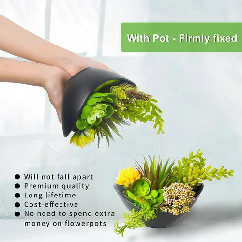 Miniatura 9 de Plantas suculentas artificiales, plantas falsas en maceta, suculentas artificiales de 7.2 pulgadas, plantas artificiales y vegetación para jardín