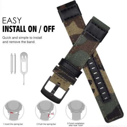 Miniatura 3 de Abanen Correas de reloj de nailon estilo militar de 0.866 in para Garmin Instinct 3 1.772 in/Instinct 2 Solar, tela tejida duradera correa
