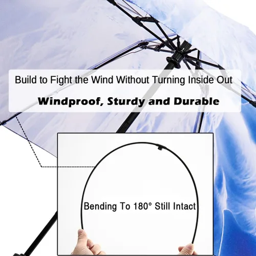 Miniatura 74 de LANBRELLA Paraguas plegable inverso compacto paraguas de viaje a prueba de viento automático