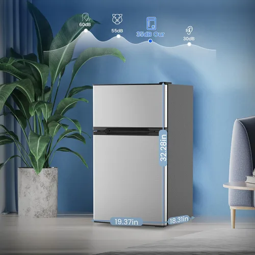 Miniatura 7 de Electactic - Mini refrigerador de 3.1 pies cúbicos con congelador, refrigerador compacto de 2 puertas, refrigerador pequeño con termostato ajustable