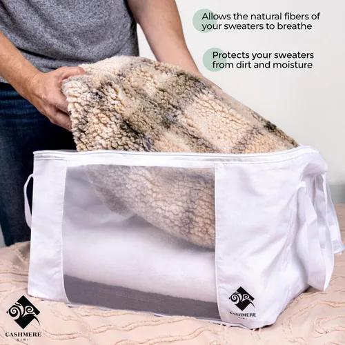 Miniatura 2 de Bolsas de almacenamiento de suéter de cachemira con protección contra polillas de cedro Bolsa de algodón transpirable y lavable Adecuado