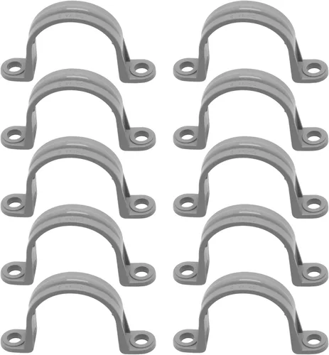 Miniatura 14 de Correa de tubo de PVC de 2 pulgadas, abrazaderas de tubo de conducto de 2 agujeros, soportes de tubería de plástico (gris, 10 piezas)