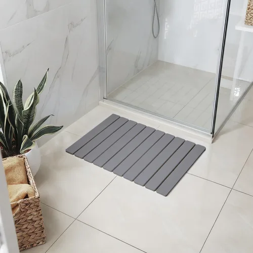 Miniatura 9 de Meowoo Tapete de baño plegable de piedra de 15.7 x 11.8 pulgadas, tapete de baño de tierra de diatomeas, antideslizante, de secado rápido, súper