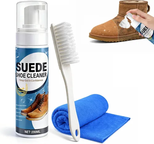 Suede Shoe Cleaner, Color-Safe Foam Cleaner for Suede & Leather Shoes - Removes Dirt, Stains & Water Spots