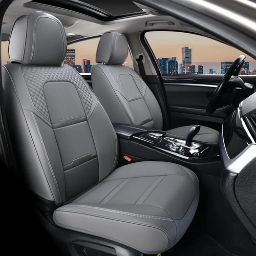 Miniatura 31 de Coverado Fundas para Asientos de Coche, Protector de Asiento con Soporte Lumbar y Reposacabezas Removible, Cojín de Asiento de Piel Transpirable