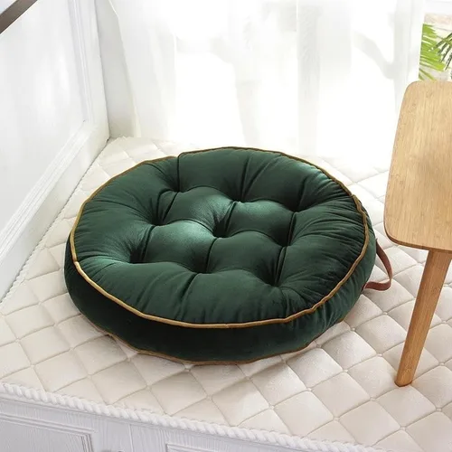 Cojines redondos grandes para adultos, almohadas de suelo de lectura, cojines de meditación con asa para yoga, sala de estar, dormitorio, sofá Verde
