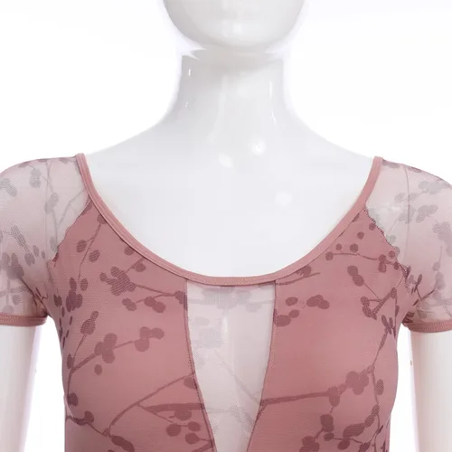 Miniatura 27 de AFAVOM Leotardos de ballet para mujeres adultas con estampado de flores de mariposa sin espalda, leotardos de gimnasia con brasier y prácticas