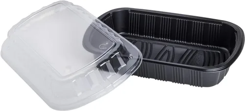 Miniatura 3 de Karat Envase de costilla de plástico PP negro con tapa transparente OPS - 100