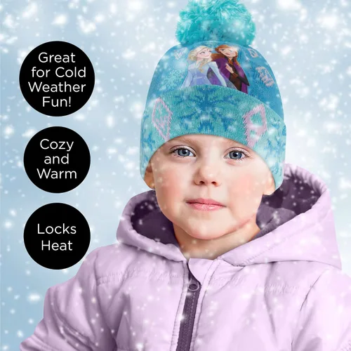 Miniatura 2 de Disney Juego de gorro y guantes de invierno para niñas de 2 a 4 años o Frozen 2 con gorro Elsa & Anna y guantes para niños de 4 a 7 años