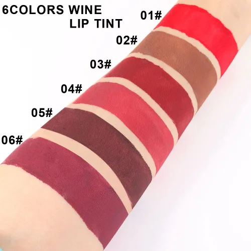 Miniatura 3 de Juego de 6 labiales líquidos de larga duración para mujeres; juego de brillos labiales líquidos permanentes y que duran 24 horas, color rojo vino