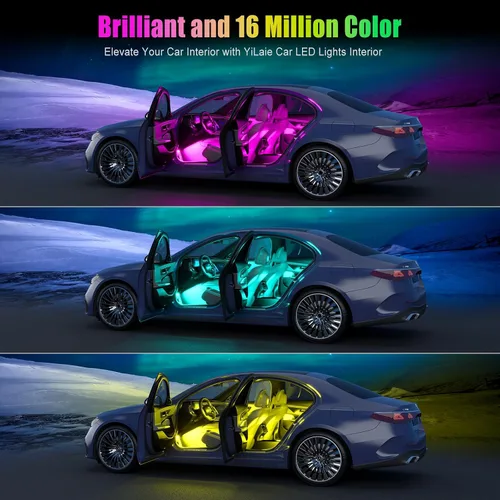 Miniatura 3 de YiLaie Luces interiores de automóvil, luces interiores inteligentes para automóvil con control de aplicación, kit de iluminación interna de neón