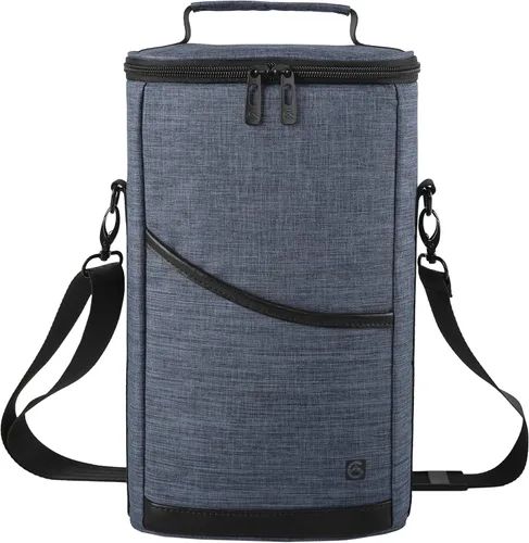 Miniatura 15 de ALLCAMP - Bolsa de vino con compartimento refrigerador, juego de picnic que lleva dos juegos de vajilla Negro