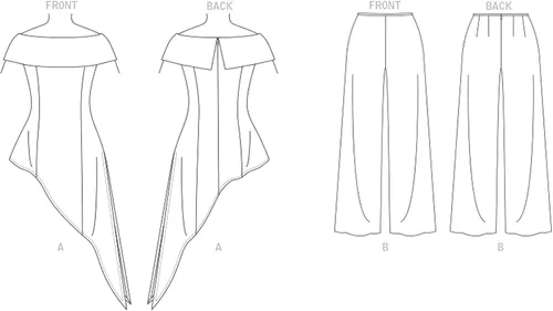 Miniatura 3 de Vogue V1869F5 - Kit de patrón de costura para pantalones de pierna ancha y parte superior pequeña para señoritas, código V1869, tallas 16-18-20-22-24