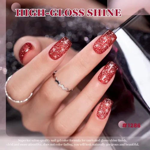 Miniatura 3 de RARJSM Esmalte de uñas de gel con purpurina roja reflectante holográfica, destellos de arco iris, diamantes brillantes, LED, UV, secado con lámpara