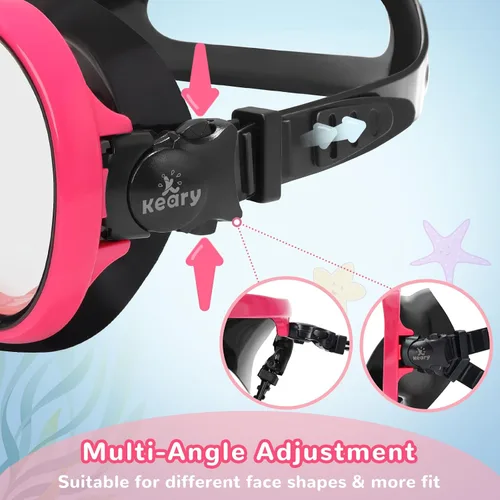 Miniatura 7 de Keary Kids Swim Goggles with Nose Cover for 5-16 Anti Fog Swimming Mask for Toddler Boys Girls Youth Negro y rosa (lente espejo)