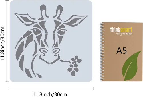 Miniatura 2 de GORGECRAFT Plantillas grandes de jirafa de 12 x 12 pulgadas, plantillas reutilizables de animales, plantilla de retrato de jirafa, decoración