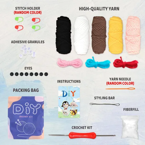 Miniatura 3 de YAMAXIN Kit de Ganchillo para Principiantes Adultos – 4PCS Kit de Inicio de Amigurumi de Animales de Ganchillo con Hilo, Ganchos, Herramientas