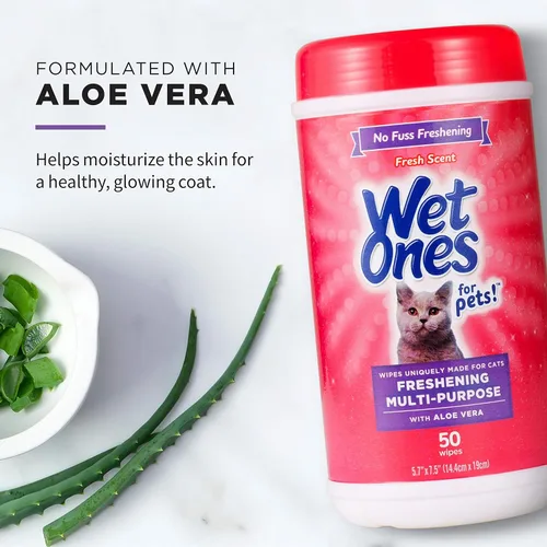 Miniatura 3 de Wet Ones Toallitas multiusos para refrescar mascotas con aloe vera, aroma fresco, toallitas de limpieza para gatos fáciles de usar para el aseo