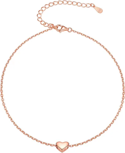 Silvora Tobillera de plata de ley 925 para mujeres y hombres, tobilleras de corazón de eslabones cubanos para mujer, tobillera de playa con caja de