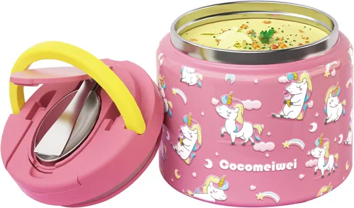 Miniatura 11 de Termo de 11.8 oz para Alimentos Calientes, Termo para Sopa de Acero Inoxidable, Contenedor de Comida Caliente con Cuchara Plegable, Tapa Abatible