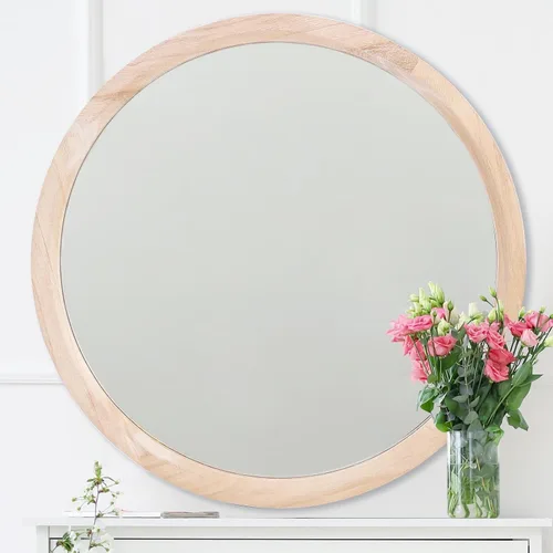 Miniatura 16 de MAGFLERUM Juego de 2 espejos redondos de madera de 17" - Espejo de pared bohemio de círculo pequeño para guardería, decoración para dormitorio, sala