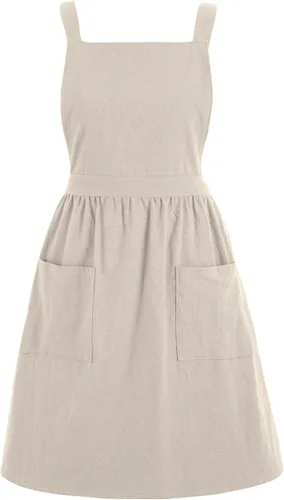 Delantal de lino de algodón Pinknoke, vestido de mandil para mujer con bolsillos, lindos delantales de arte, chef para cocina, hornear, jardinería,