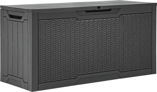 Miniatura 32 de YITAHOME Caja grande de resina de 100 galones, cajas de almacenamiento al aire libre para muebles de patio, cojines de exterior, herramientas