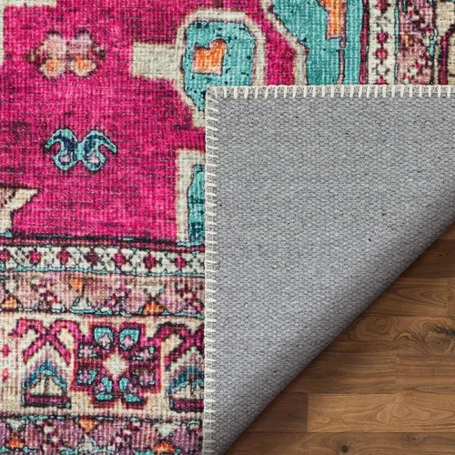 Miniatura 5 de Amesti - Alfombra tejida a máquina, lavable, diseño contemporáneo abstracto envejecido, estilo persa