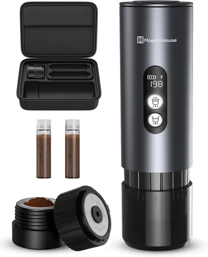 Maestri House Cafetera de Espresso de 150W con Autocalentamiento Rápido de 2-3 Minutos, Máquina de Café Espresso Portátil de Viaje con Bolsa,
