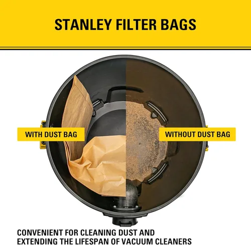 Miniatura 6 de Paquete de 3 bolsas de filtro STANLEY 19-3100, para aspiradora húmeda/seca de 5-8 galones, compatible con STANLEY SL18115 SL18115P SL18116 SL18116P