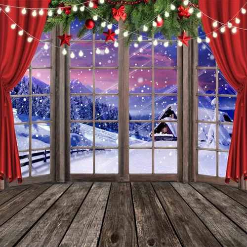 Miniatura 7 de 7x5ft Telón de Fondo de Navidad para Ventana de Navidad Telón de Fondo para Fotografía de Invierno Sueño de Invierno País de las Maravillas Árbol