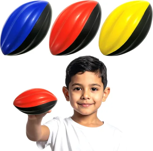 Mini balón de fútbol americano pequeño de espuma en espiral de 5 pulgadas para niños, paquete de 3 mini balones de fútbol suave, fácil agarre (rojo,