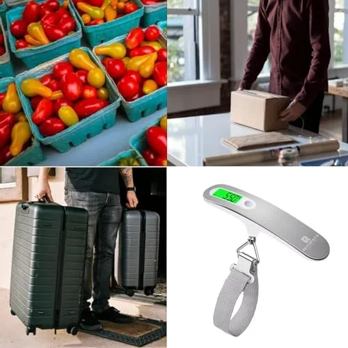 Miniatura 6 de ROTOPATA Báscula digital de viaje para equipaje con función de advertencia de sobrepeso, báscula de pesaje electrónica portátil de mano con gancho