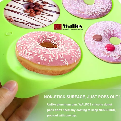 Miniatura 4 de Walfos Molde de Silicona para Donas de Tamaño Completo para Hornear - Juego de Sartén de Silicona para Donas de 4 Pulgadas de Tamaño Grande para 4
