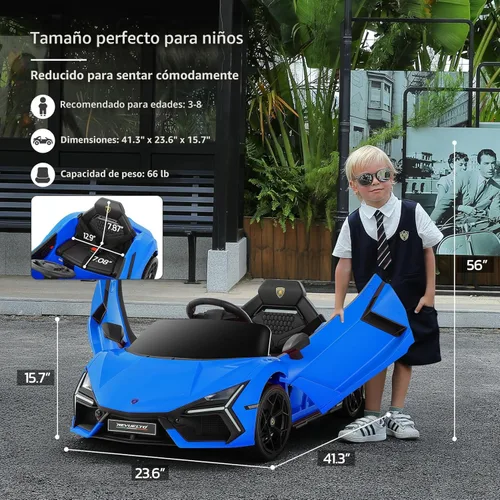 Miniatura 2 de ELEMARA Lamborghini Auto eléctrico de paseo para niños con puerta de tijera, vehículo eléctrico con control remoto, autos para niños para conducir