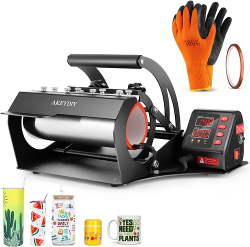 Miniatura 10 de AKEYDIY Prensa de calor para vasos de 10-30 oz, máquina de prensa para tazas y vasos, transferencia de calor por sublimación para vasos delgados