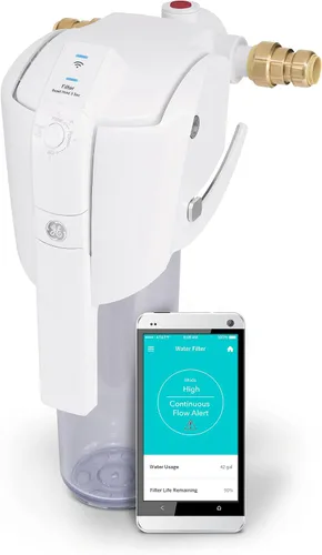 GE Sistema inteligente de filtración de agua con detección de fugas para toda la casa | Reduce los sedimentos, el óxido y más | Kit de instalación