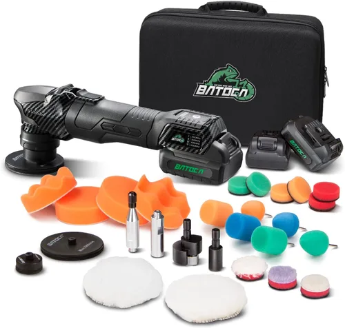 Miniatura 12 de Pulidora inalámbrica BATOCA S4 para el cuidado del automóvil con 2 piezas de baterías de 12 V y 2.5 Ah, tanto amortiguador rotatorio como pulidora