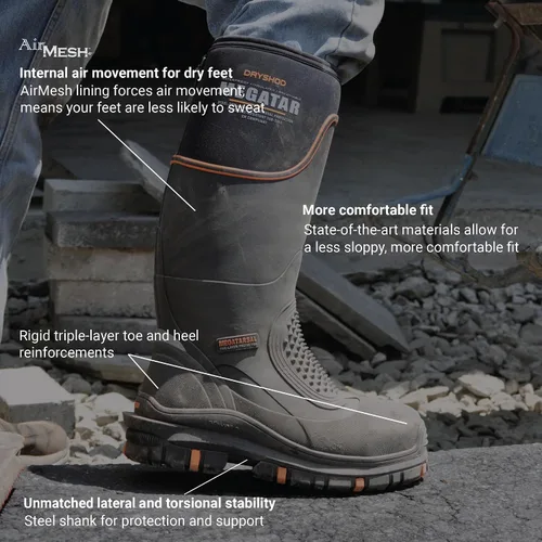Miniatura 2 de Dryshod Megatar - Botas de trabajo con puntera de acero, color negro