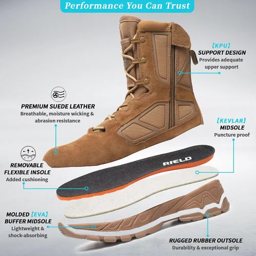 Miniatura 7 de Botas de trabajo tácticas militares para hombre, ligeras, con cremallera lateral, botas de combate del ejército, para senderismo