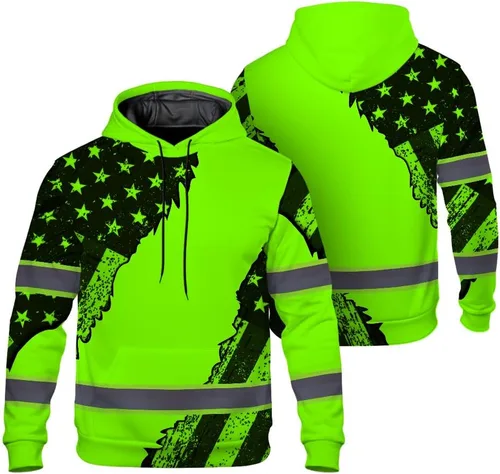 Miniatura 36 de Maddly Colección de ropa de trabajo de alta visibilidad con bandera de EE. UU., personalizada con nombre para trabajadores, corredores, camioneros